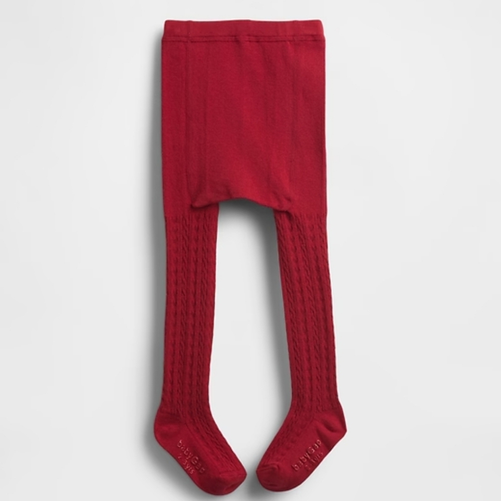 Gap Cozy Red Cable Knit Tights for Kids 4-5y